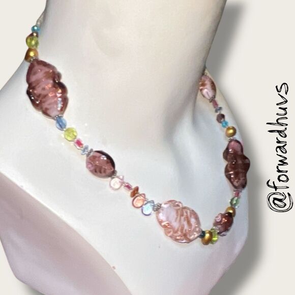 Premier Designs Multicolor Glass Bead Necklace – Lampwork Style - Picture 5 of 9